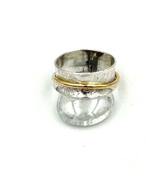 Silver Spinner ring with gold filled outer ring