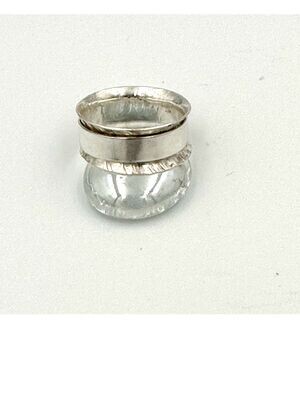 Silver spinner ring with wide outer ring