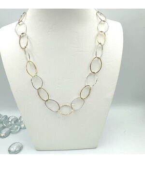 Silver and gold filled interlinked oval necklace