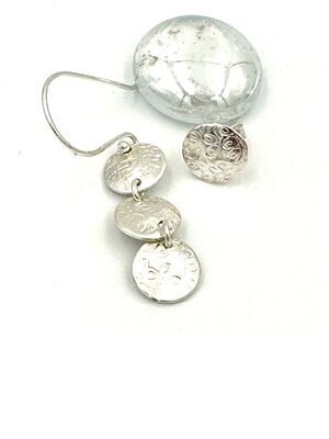 Mismatched silver hammered disc earrings