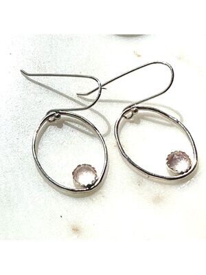 Rose quartz oval earrings