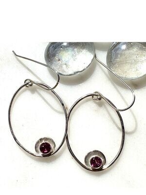 Rhodolite garnet oval earrings
