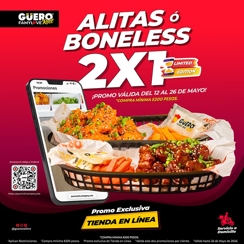 Promo Alitas ó Boneless 2x1