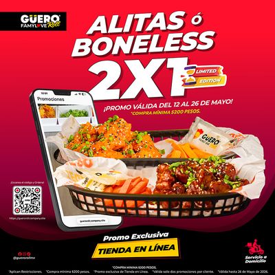 Promo Alitas ó Boneless 2x1