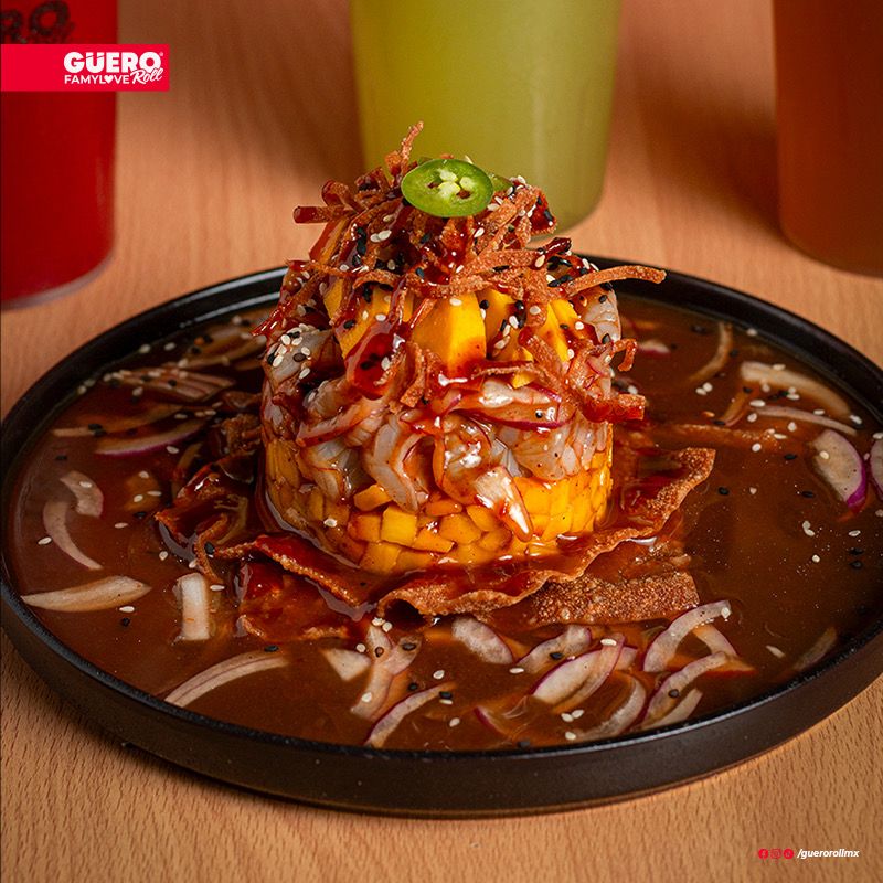 Tostadita Aguachile Crunch con Mango