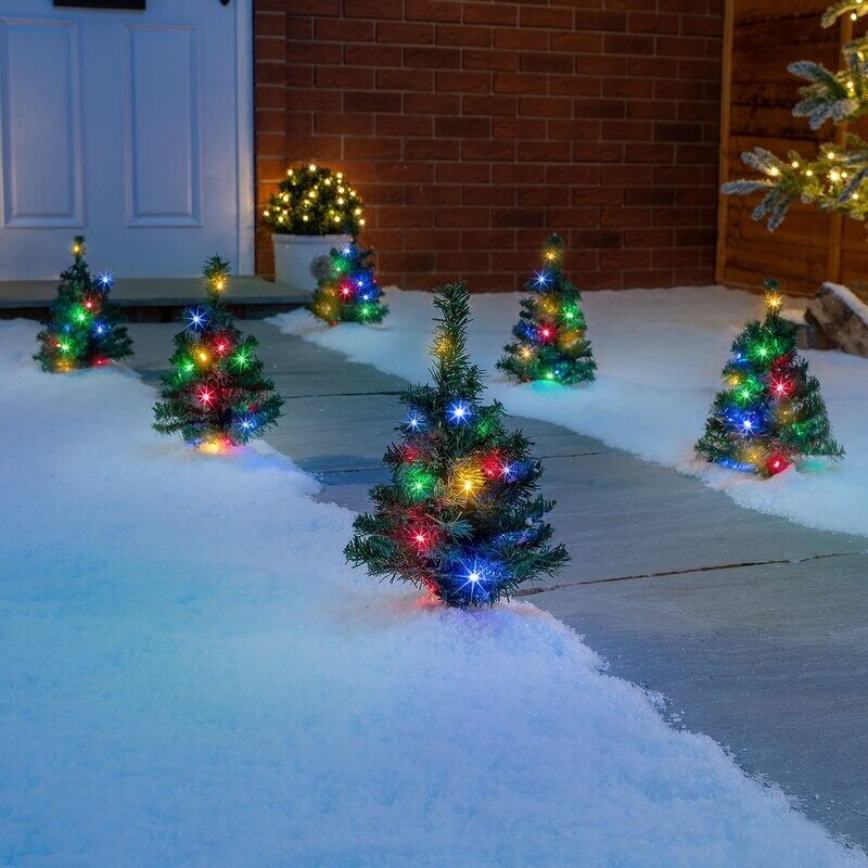 Christmas Tree Path Lights Outdoor Garden Decorations 90 Flashing LED Christow