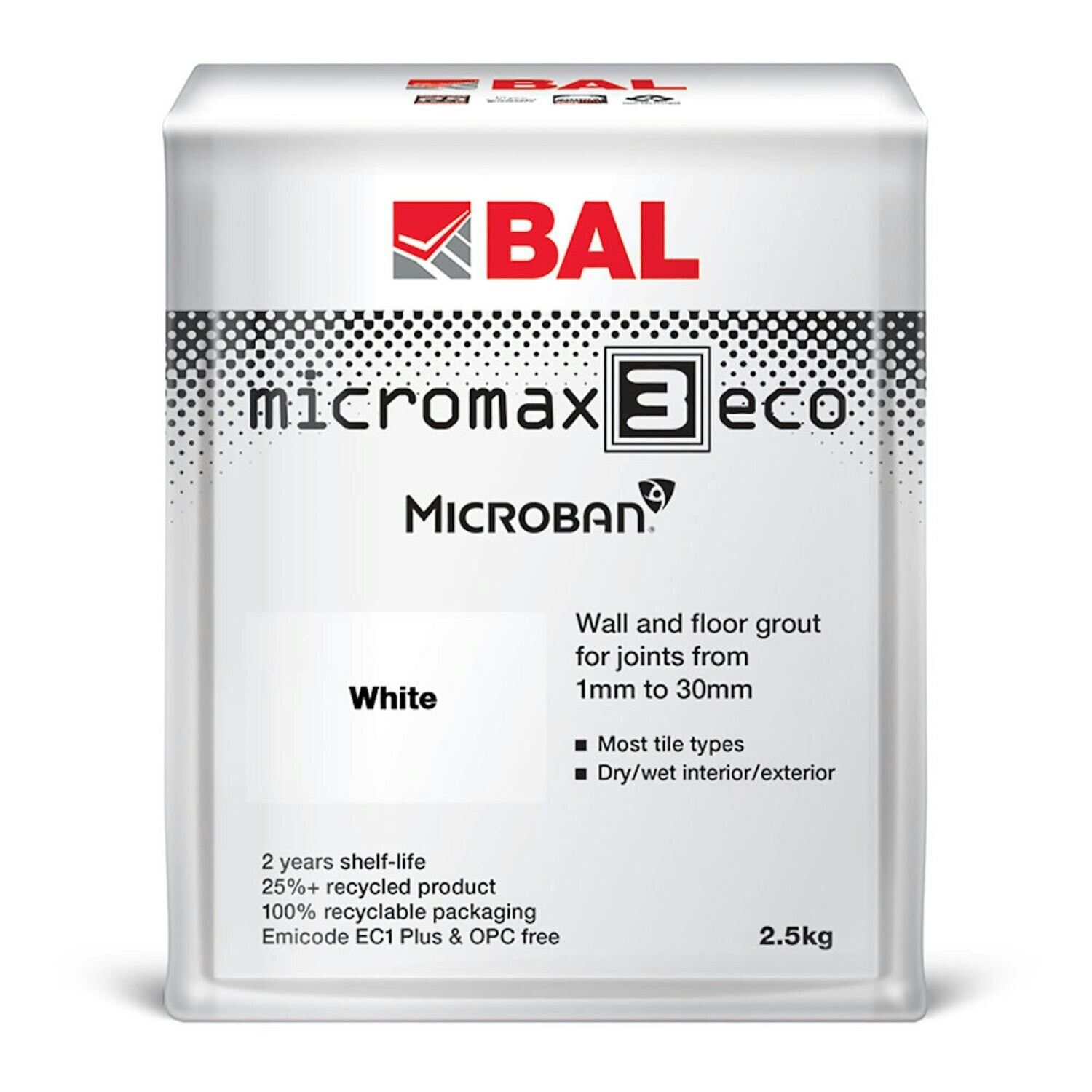 BAL Micromax 3 Rapid-setting flexible tile grout with Microban® protection for walls and floors