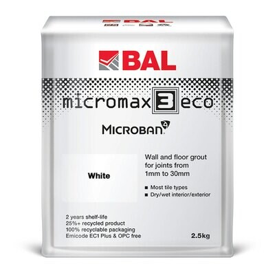 BAL Micromax 3 Rapid-setting flexible tile grout with Microban® protection for walls and floors