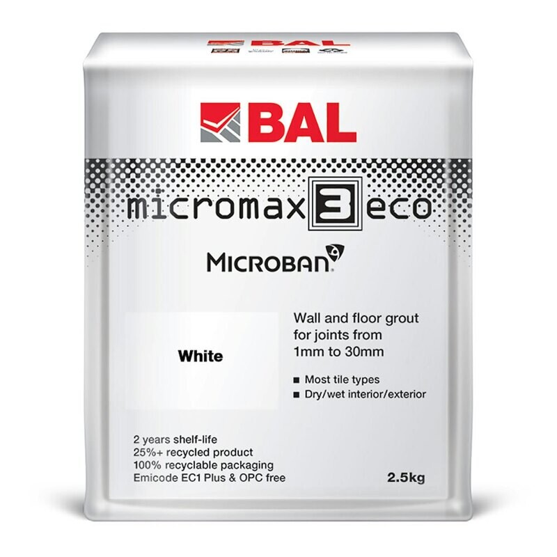BAL Micromax 3 Rapid-setting flexible tile grout with Microban® protection for walls and floors