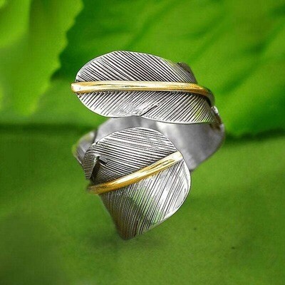 Feather Rings For Women Boho Adjustable Antique Rings Anillos Joyas De Plata