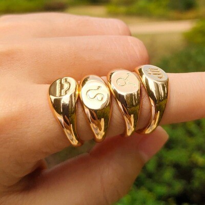 Minimalist 12 Constellation Rings for Women Zodiac Sign Cute Ring Stainless Steel Finger Accessorise Personality Jewelry Gifts