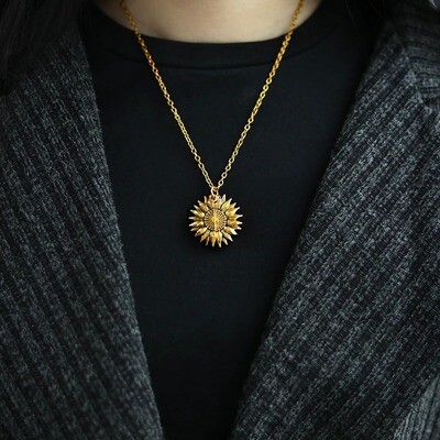 You Are My Sunshine Open Locket Sunflower Pendant Necklace Boho Jewelry Friendship Gifts Bff Letter Necklace Collier