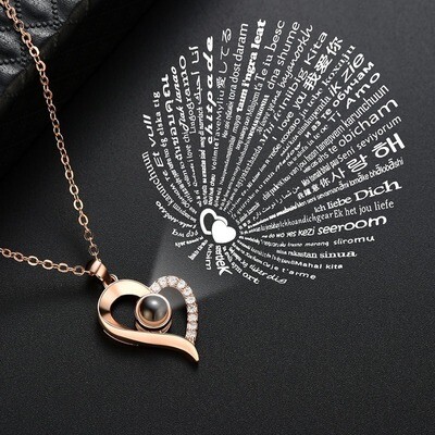 100 languages I love you Projection Pendant Necklace Romantic Love Memory Wedding Necklace for Women Kolye
