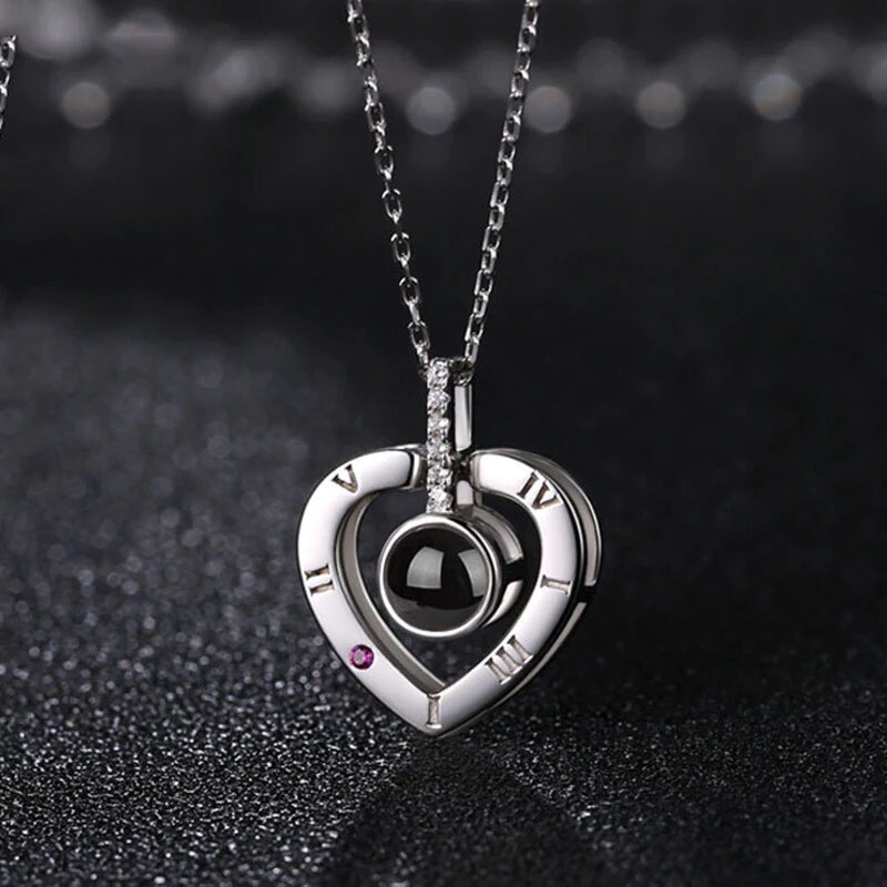 100 languages I love you Projection Pendant Necklace Romantic Love Memory Wedding Necklace for Women Kolye