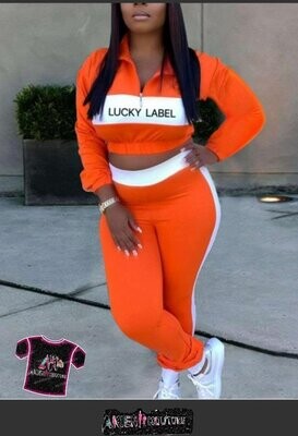 Check Me Out Lucky Label Tracksuit Orange/White