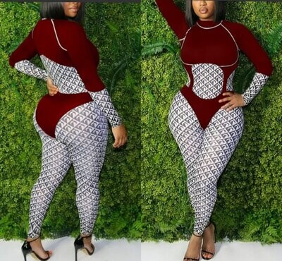 Sxy Houndstooth Patchwork Jumpsuit