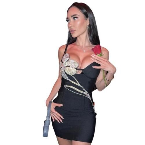 Crystal Black Elegant Dress