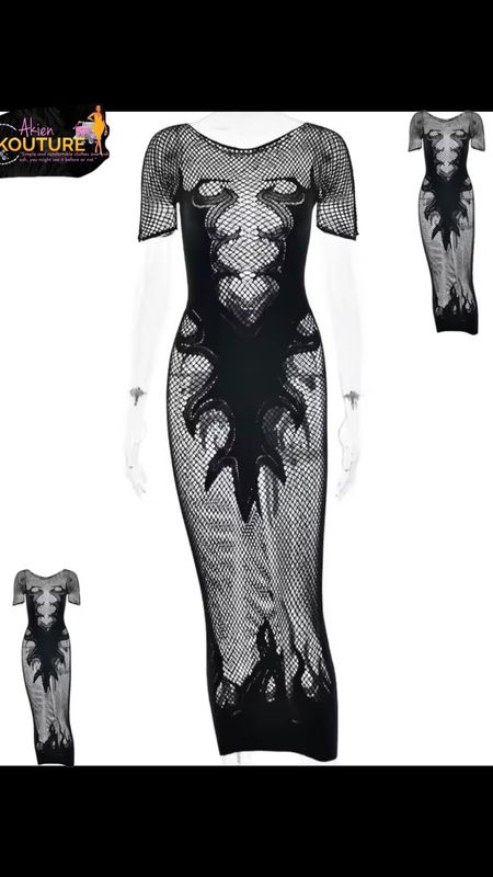 See Through Sexy Mesh Flame Pattern Dress