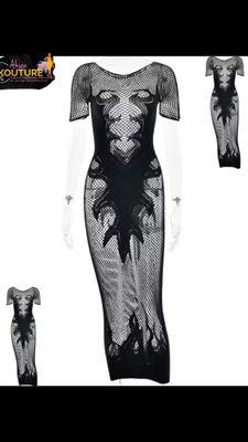See Through Sexy Mesh Flame Pattern Dress