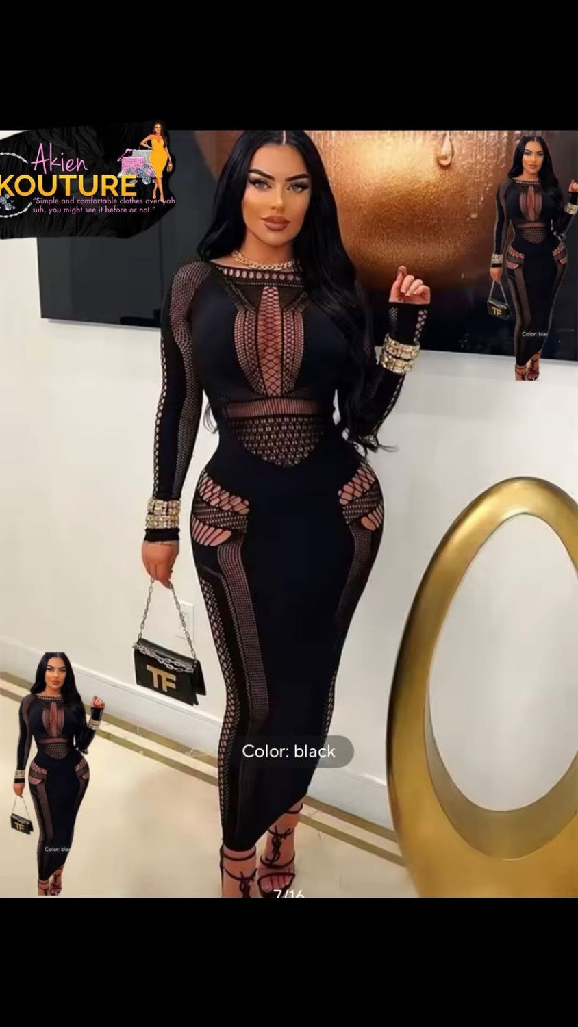 Part See Through Mesh Cut Out Dress