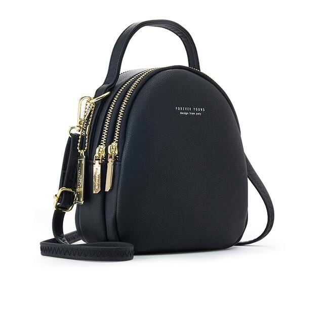 Women&#39;s Soft Leather Backpack, Large Capacity, Fashion, Small Shoulder Bag