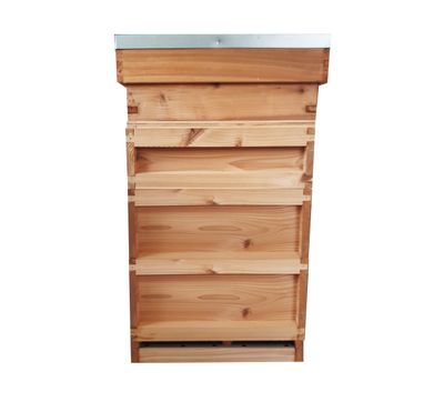 Assembled Cedar National Beehive – Double Brood Version with Extras for Beginners (Flat or Gabled Roof)