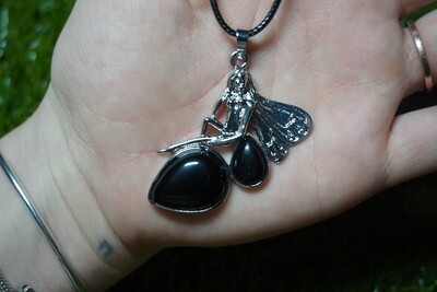 Obsidian Fairy Pendant