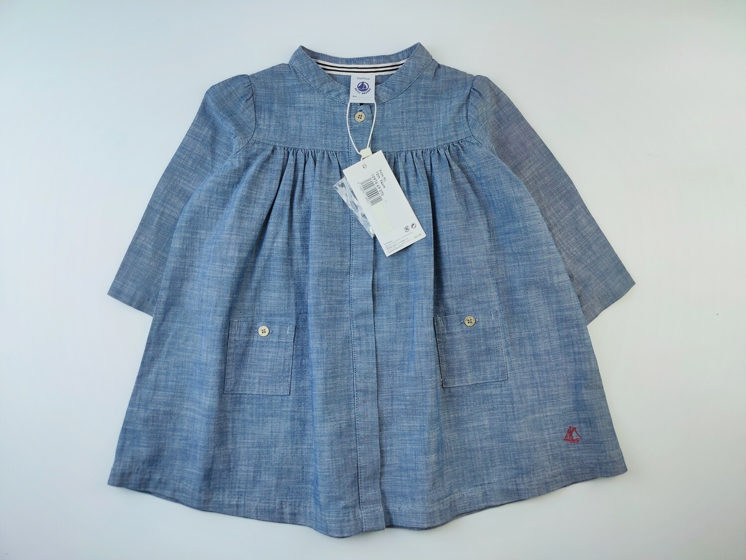 Dress Petit Bateau Blue - Size 12 months