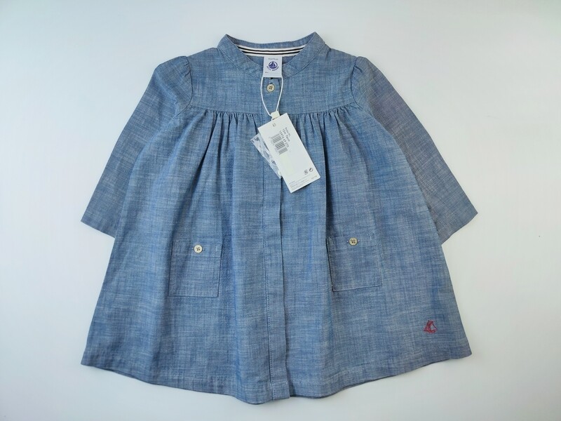 Dress Petit Bateau Blue - Size 12 months
