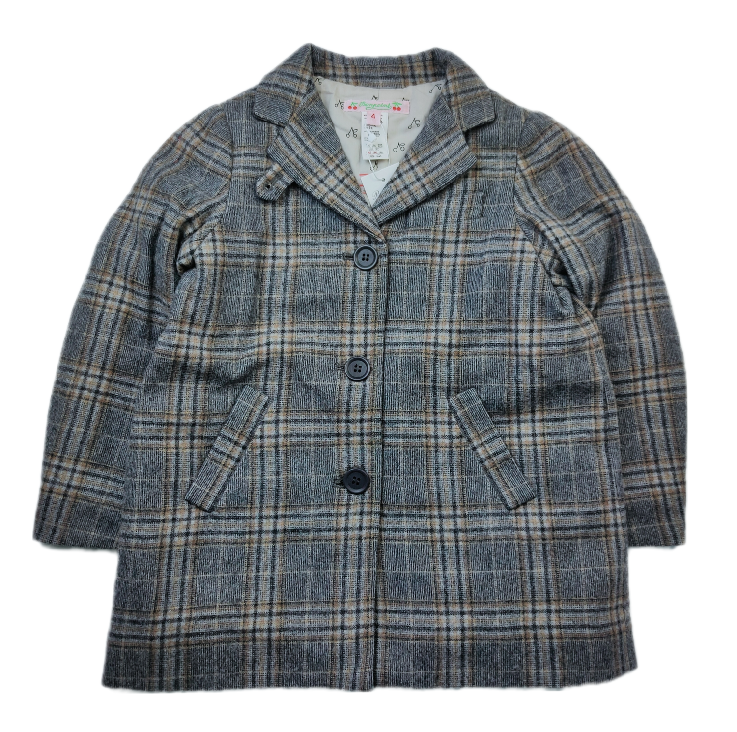 Coat Bonpoint Grey - Size 4 years