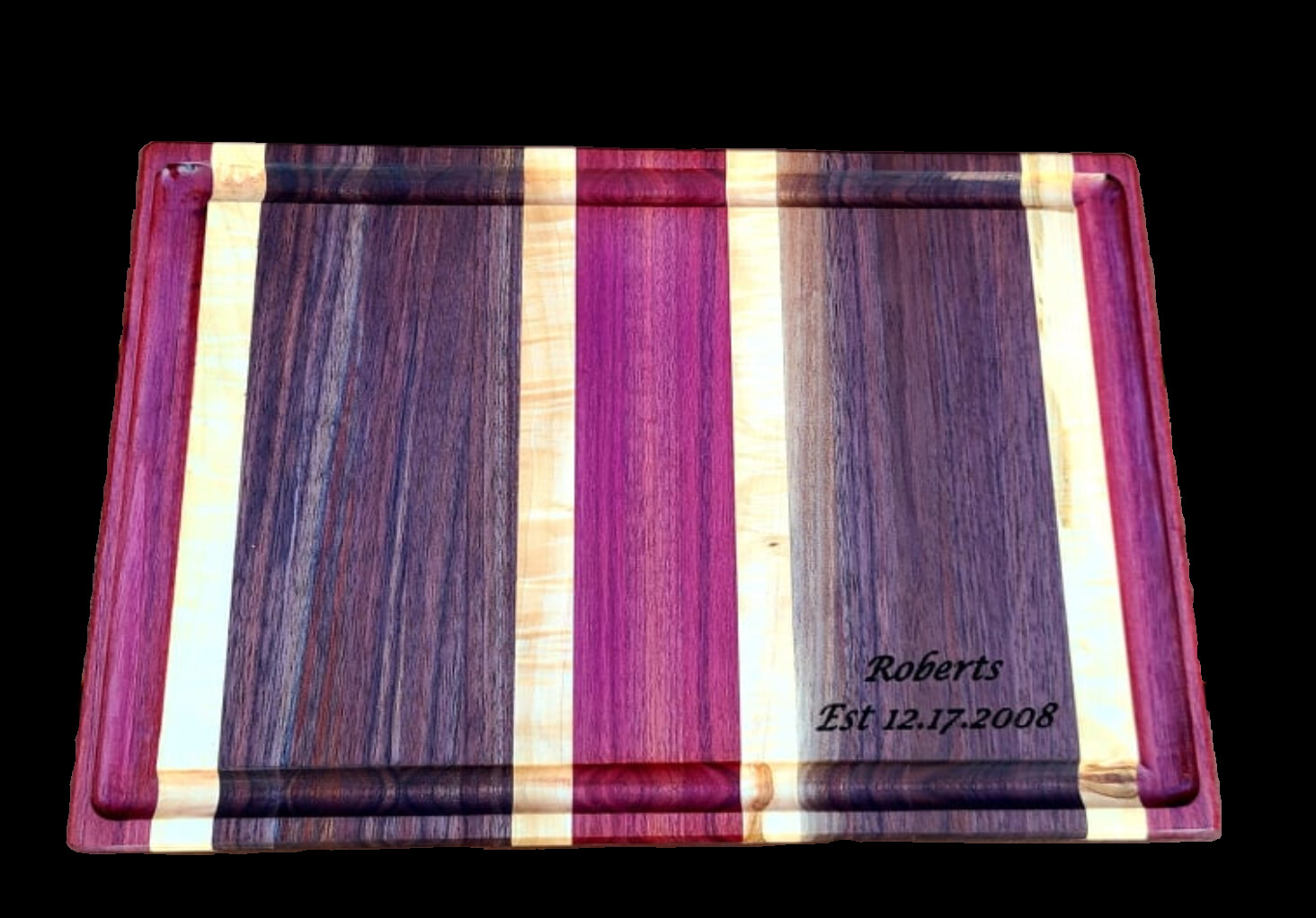 Purple Heart, Walnut and Maple Cutting Board