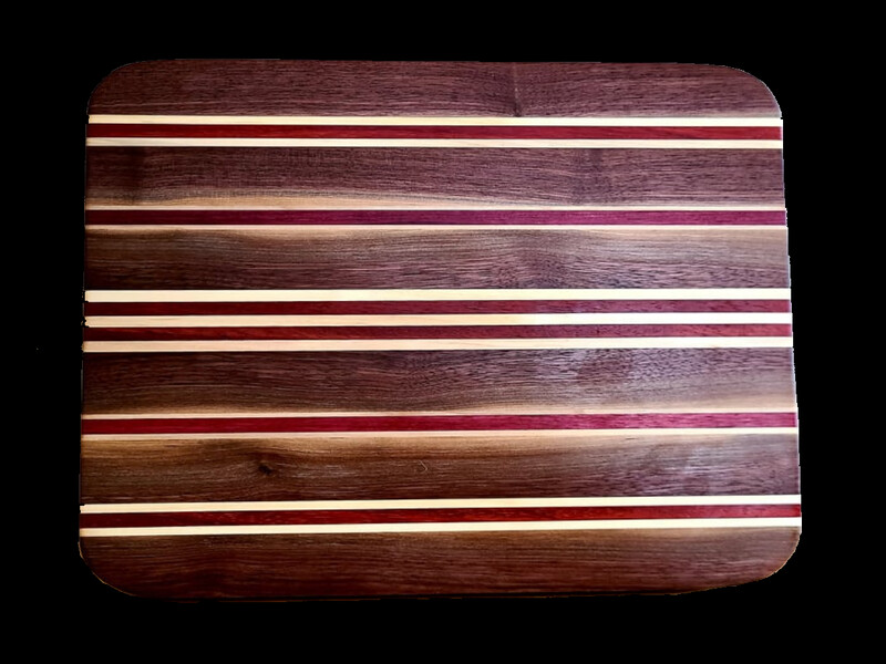 Purple Heart, Walnut, Maple, and African Padauk Board