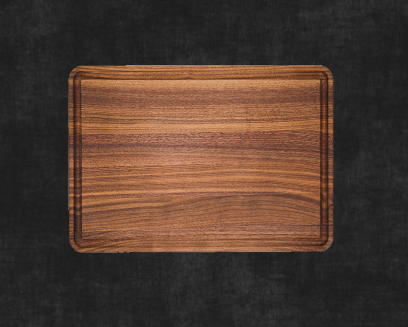 Walnut Cutting Board with Engraving and Rotisserie Grooves