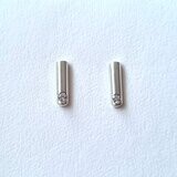 Dainty Sterling Silver Bar Earrings with CZ