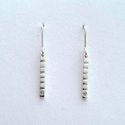 Checker Pattern Dainty Argentium Silver Earrings