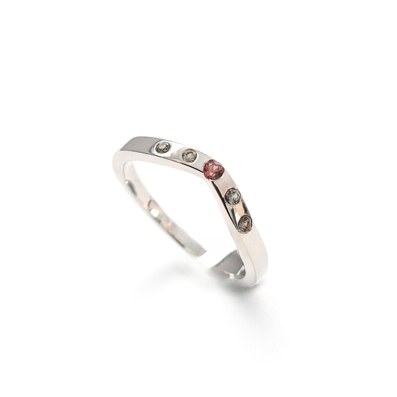 Colourful Natural Sapphires Wishbone Argentium Silver Ring