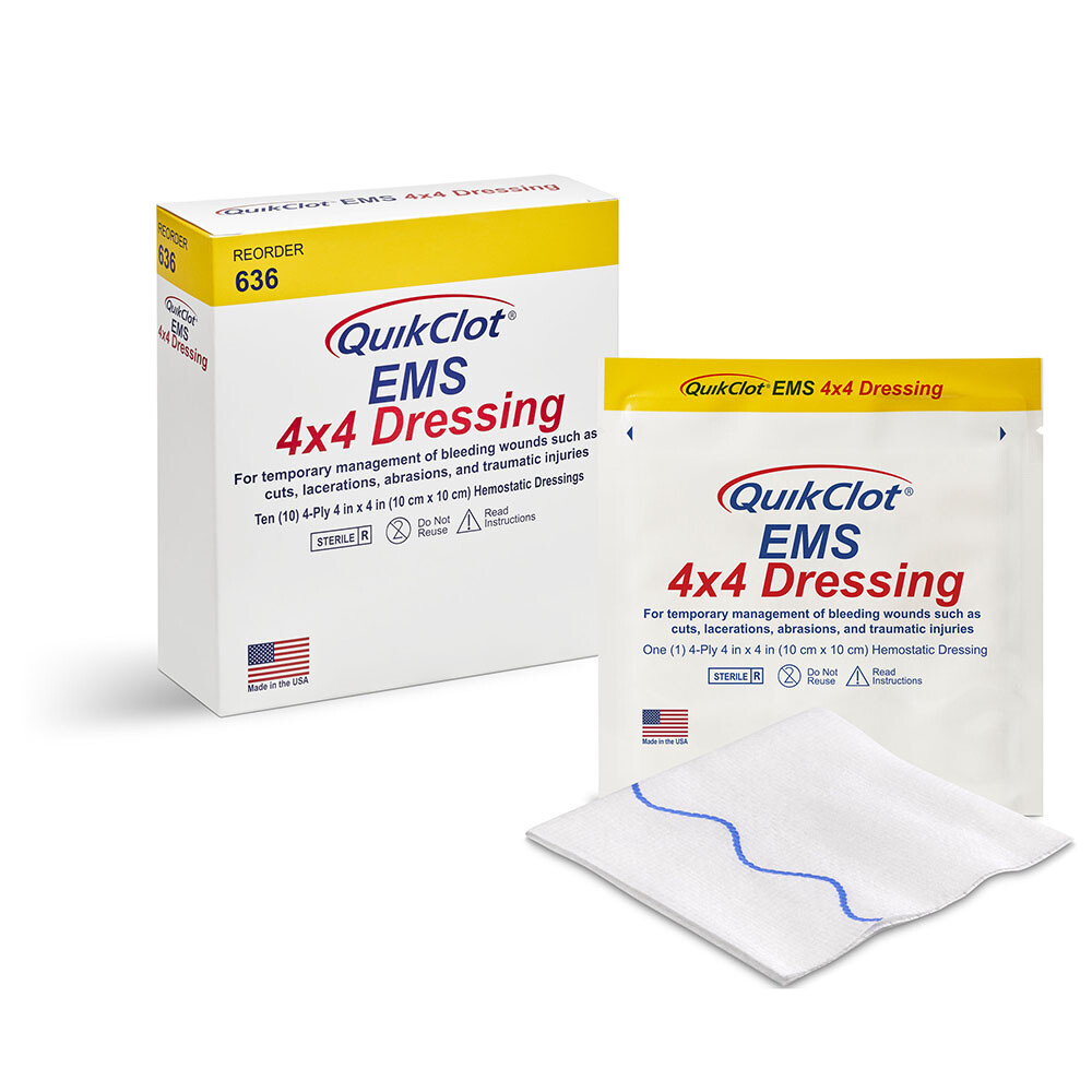 EMS 4x4 Dressing, QuikClot® (Set of 5)