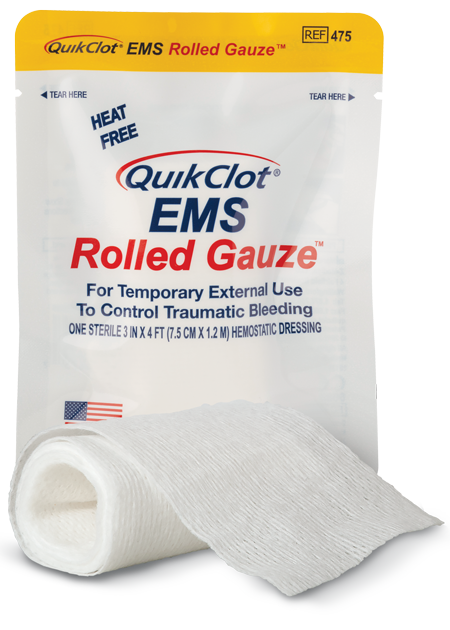 EMS Rolled Gauze, 3&quot; x 48&quot;, QuikClot (Set of 5)