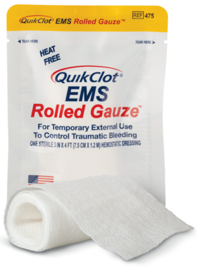 EMS Rolled Gauze, 3&quot; x 48&quot;, QuikClot (Set of 5)