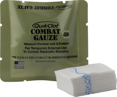 QuikClot Combat Gauze, Z-Fold, Military
