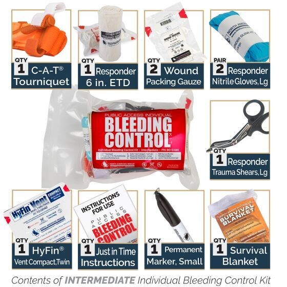 Public Access Bleeding Control Kit, Individual, IMMEDIATE - Vacuum Sealed