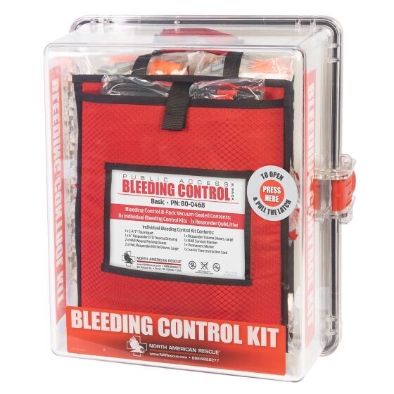 Public Access Bleeding Control Stations 8-Pack, BASIC - Vacuum Sealed