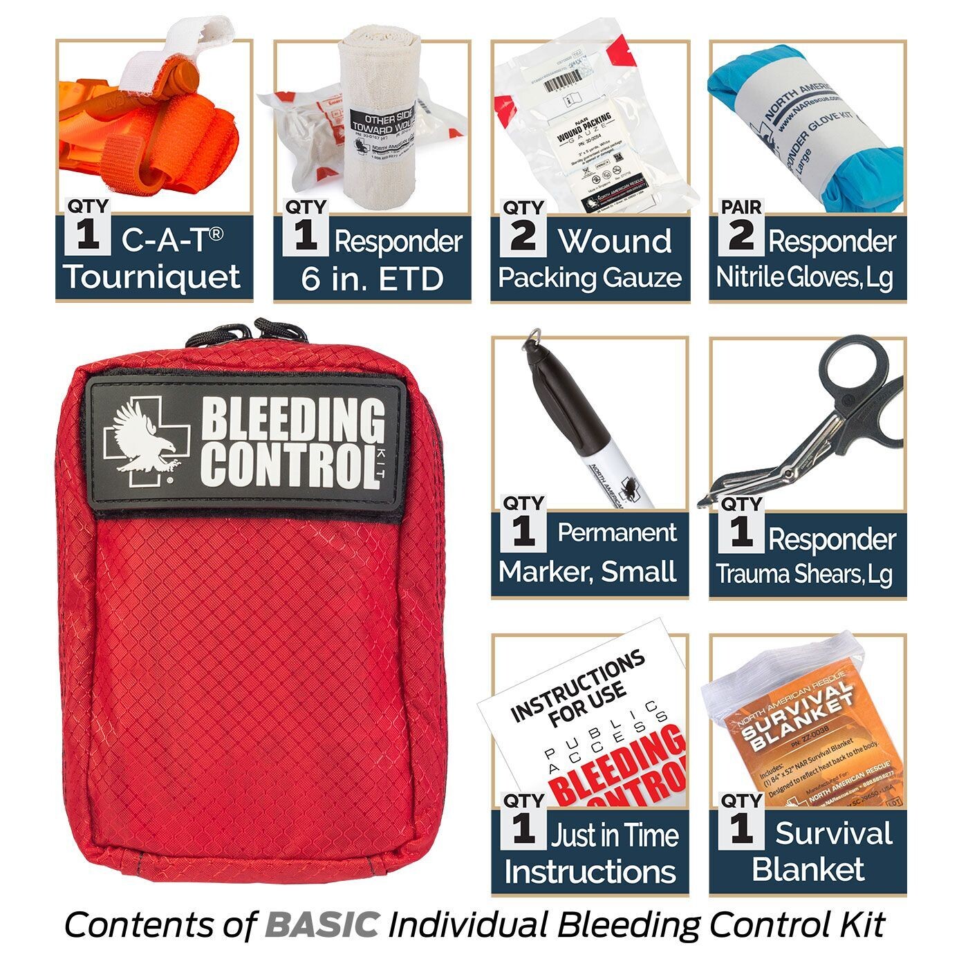 Public Access Bleeding Control Kit, Individual, BASIC - Nylon
