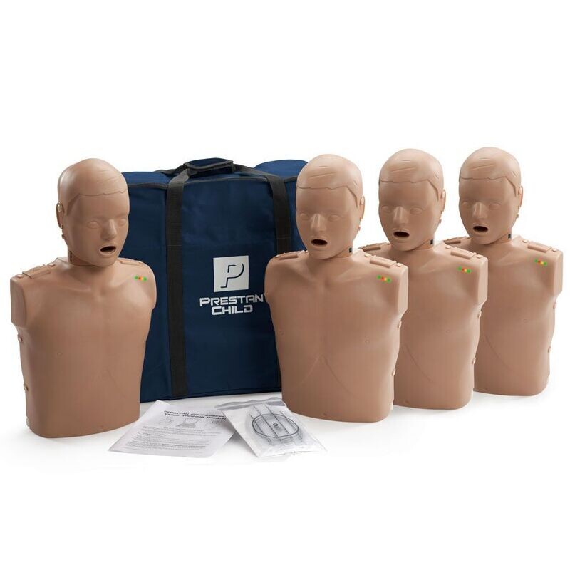 Prestan Child CPR-AED Training Manikins, 4-Pack - Dark Skin