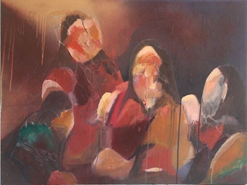 Gathering, mixed media on canvas,60x80cm