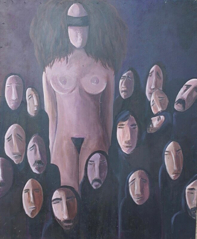 Worship 2, acrylic on wood, 110x90cm