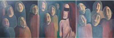 Hereafter, acrylic on wood, 100x300cm