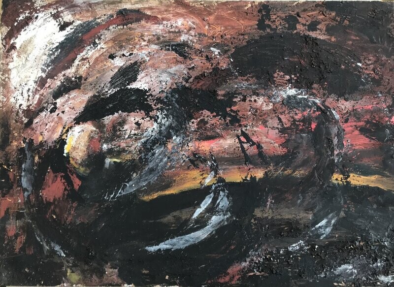 Storm Within, mixed media on wood, 50x70cm