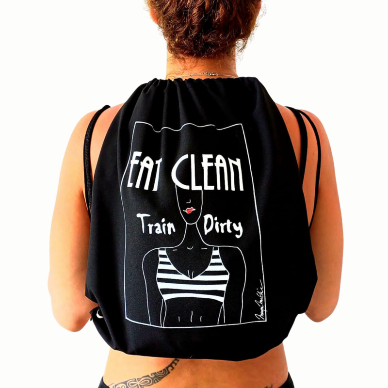"Eat clean Train dirty" drawstring bag