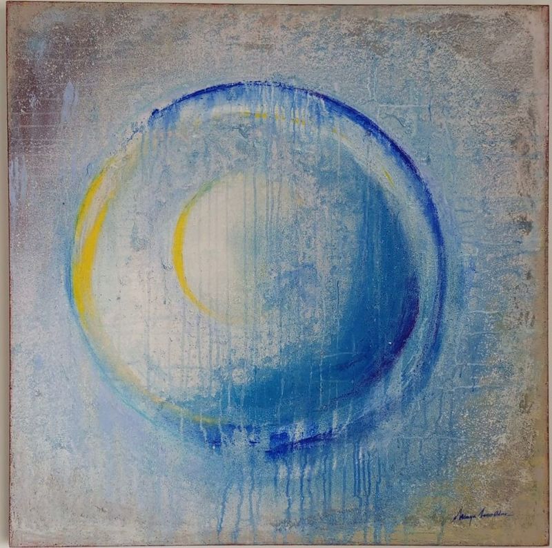 Tranquility, mixed media on canvas, 90x90cm